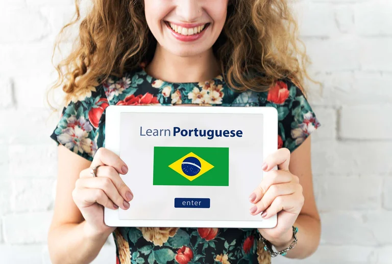Portuguese language learning activity with students